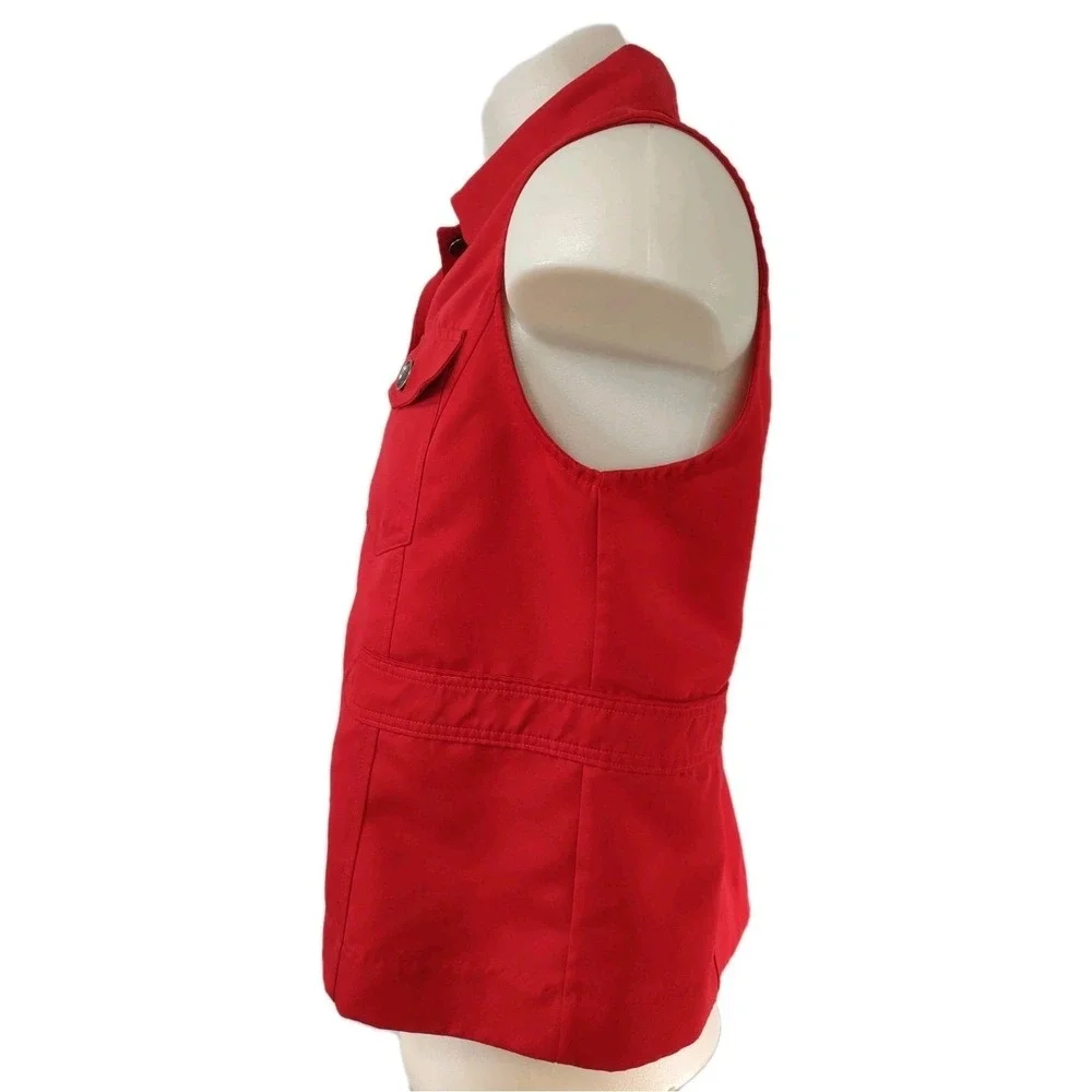 Southern Lady Vest Women's Size P10 Red Collared Sleeveless Button Up  2 Pockets